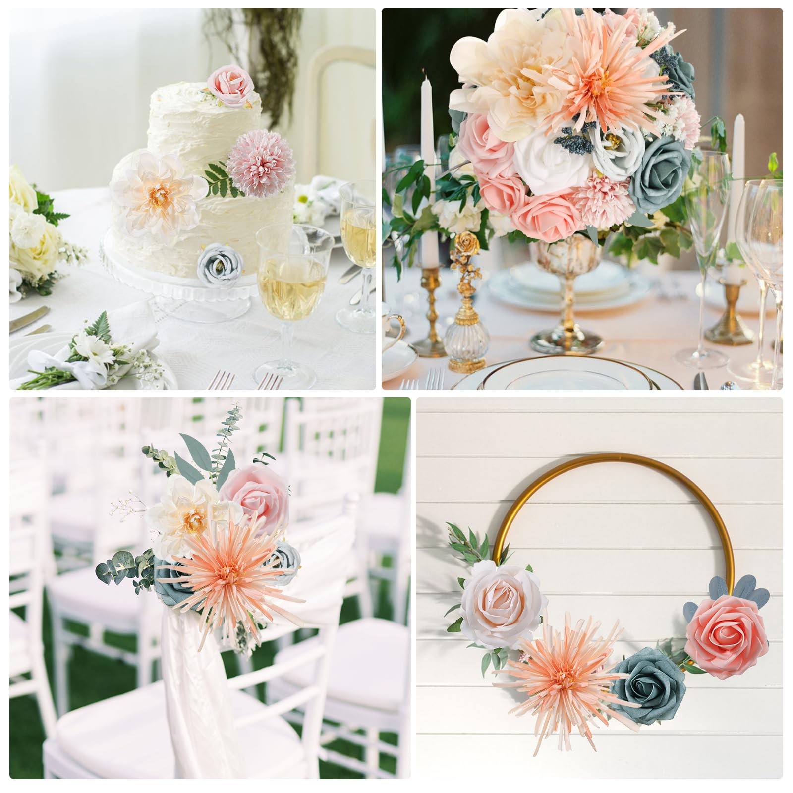 Dusty Blue Pink Artificial Flower Combo Box DIY Wedding Table Centerpiece