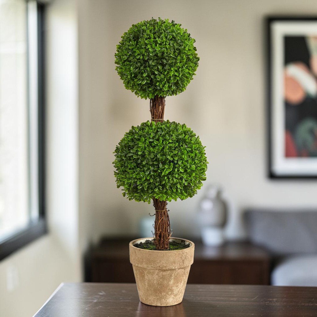 2.5′ Boxwood Double Ball Topiary Artificial Tree