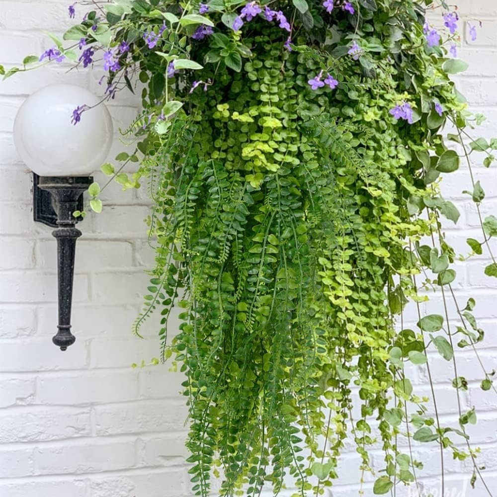 Maintenance-Free Faux Ferns – 6 Pcs Hanging Plants for Indoors & Outdoors