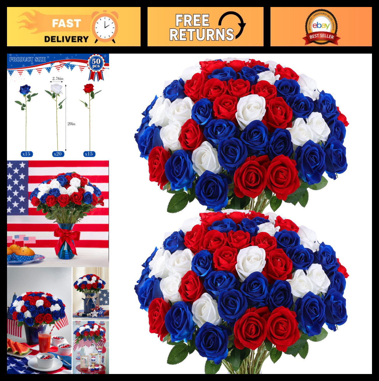 Bulk Artificial Velvet Silk Roses – Realistic Red, White, Blue Flowers for Weddi