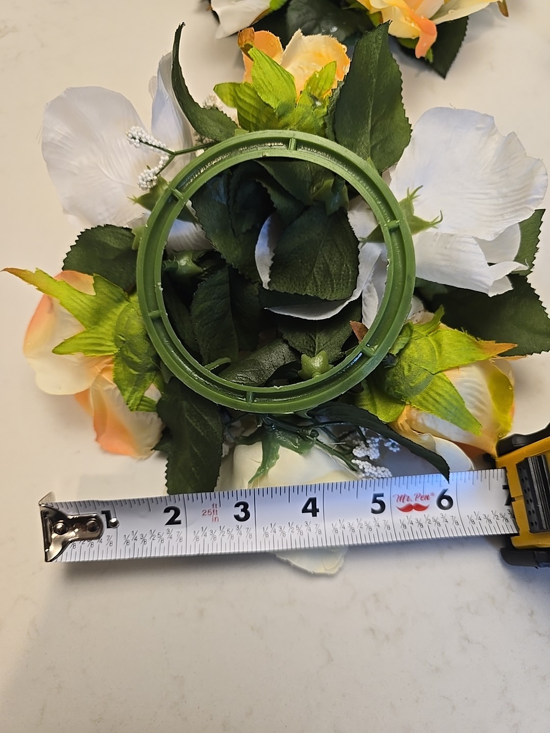 Artificial Flowers Weddingr Centerpieces 5 Pc. White, Orang Roses w/Babys Breath