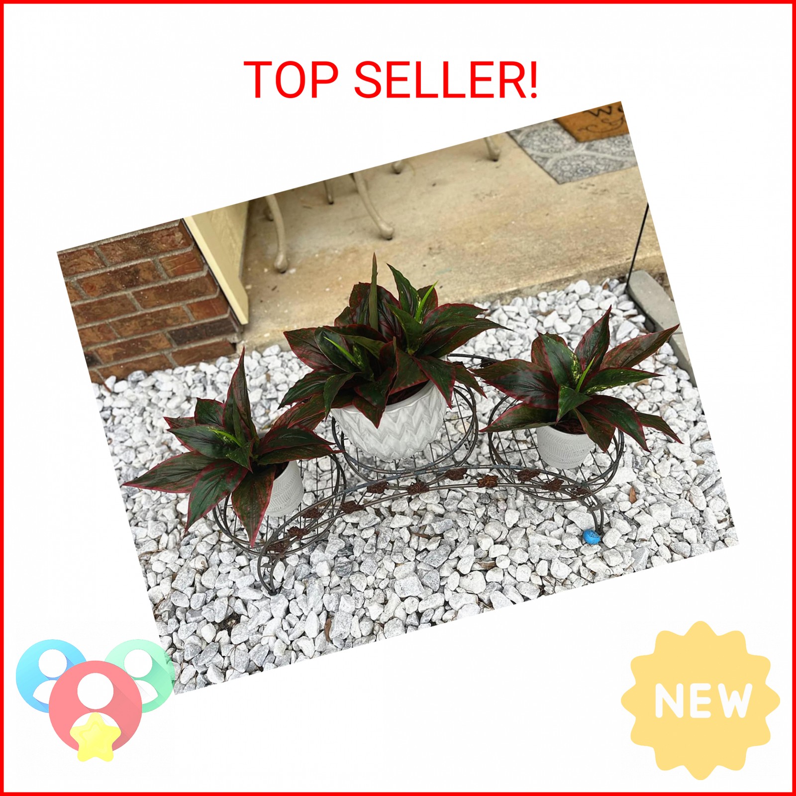 CATTREE Fake Plants Artificial Plant Outdoor Shrubs Faux Grass Plastic Leaves Gr