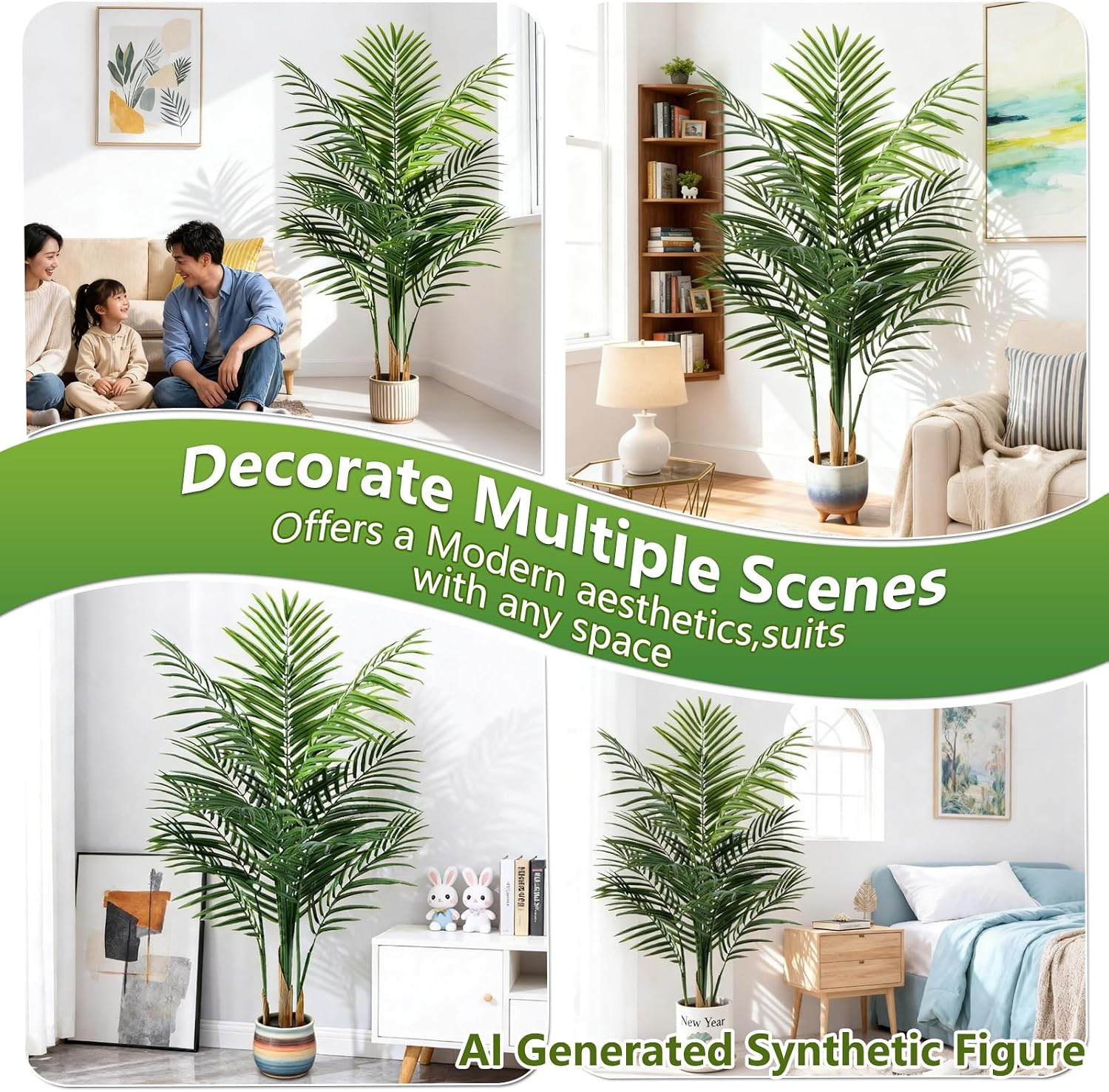 4Ft Artificial Palm Tree Indoor, Large Fake Tropical Areca Palm with 13 Trunks,