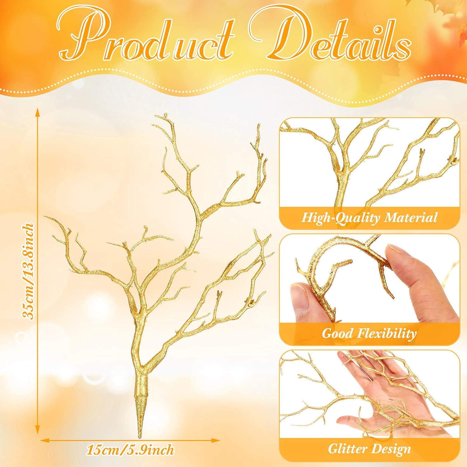 Geosar 13.8 Inch Small Manzanita Branches Plastic Faux Branches Artificial Antle