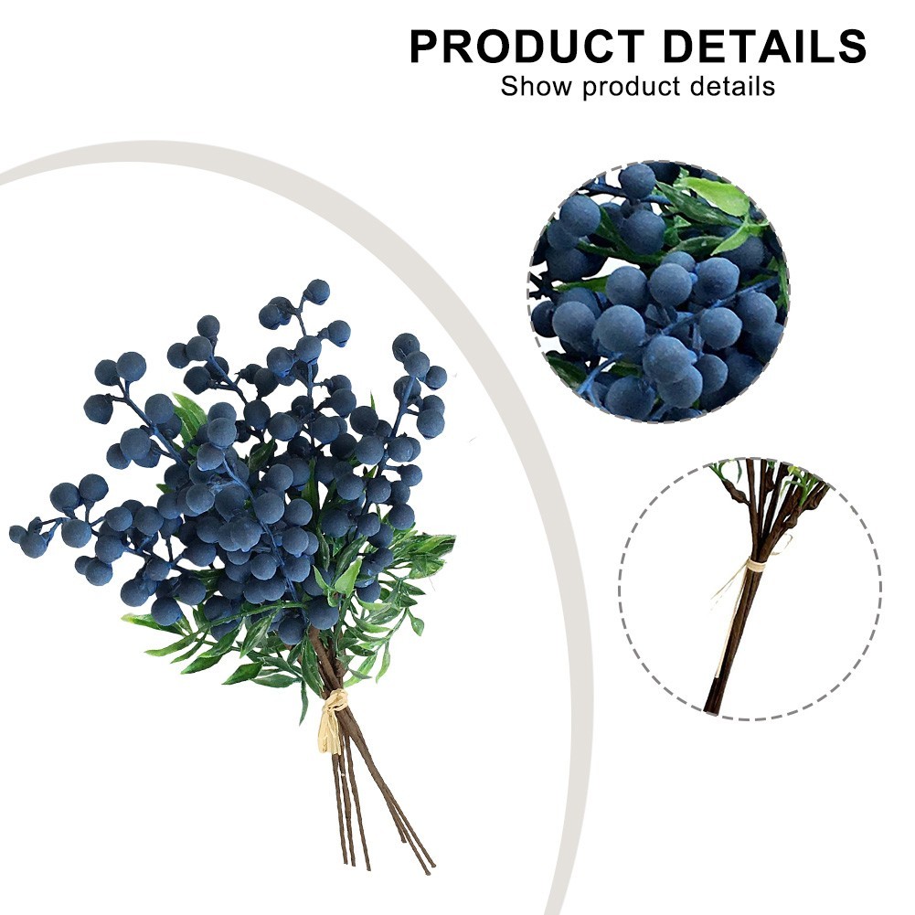 Artificial Blueberries Blueberry Stems Lightweight Design Multiple Uses
