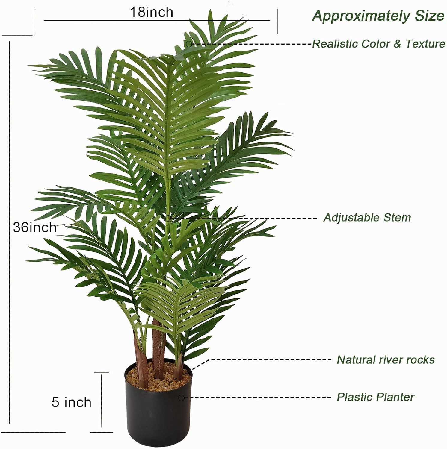 36″ Artificial Areca Palm Tree – Perfect Indoor/Outdoor Decor & Housewarming Gif