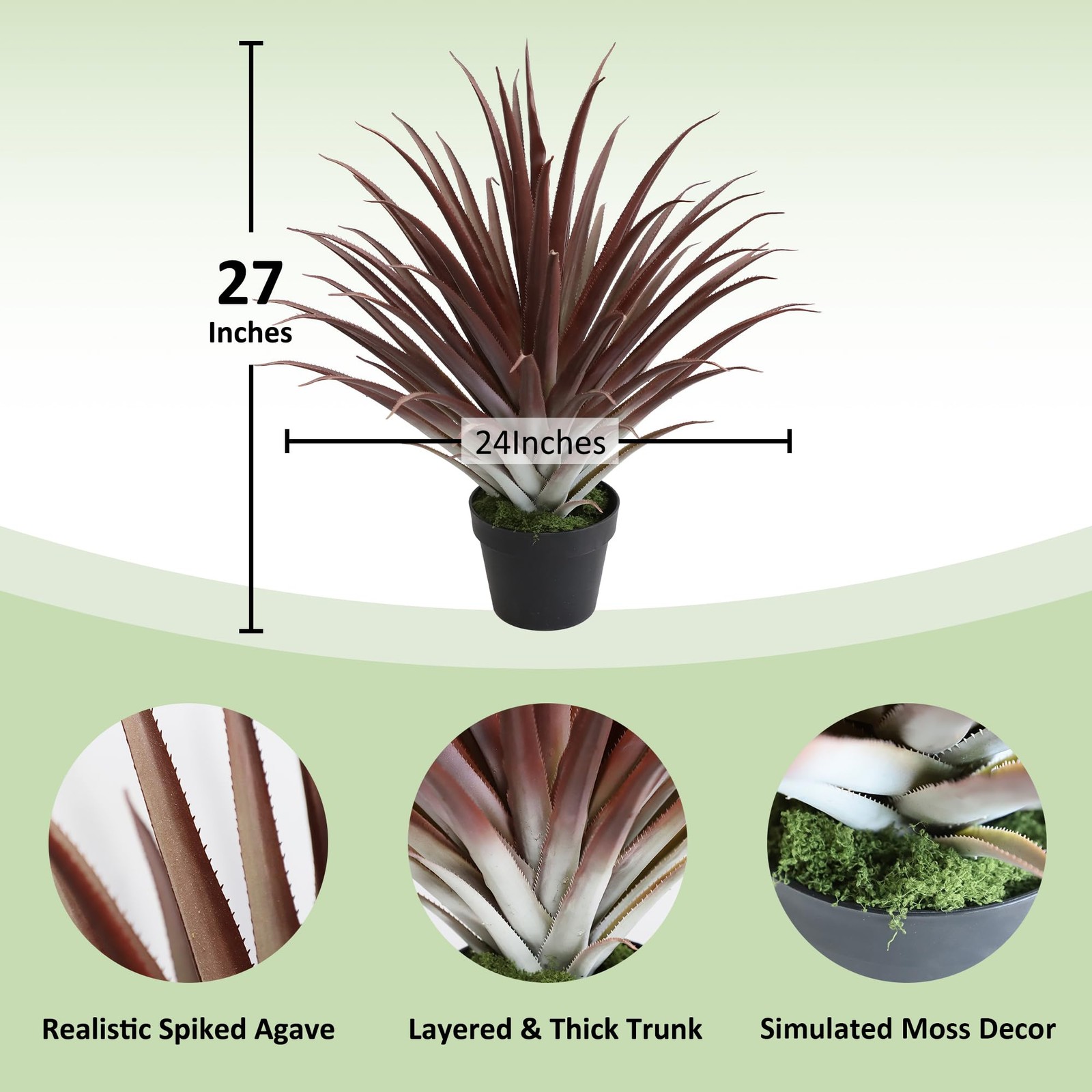 2 Pcs Artificial Aloe Vera Plants 27 Inch Red Fake Succulents Faux Agave Plan…