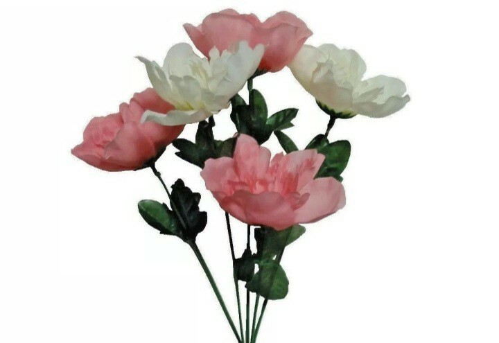 (24-Pack) Cream Pink Peonies 13″ Bush Home Silk Flower Craft In/Outdoor Decor