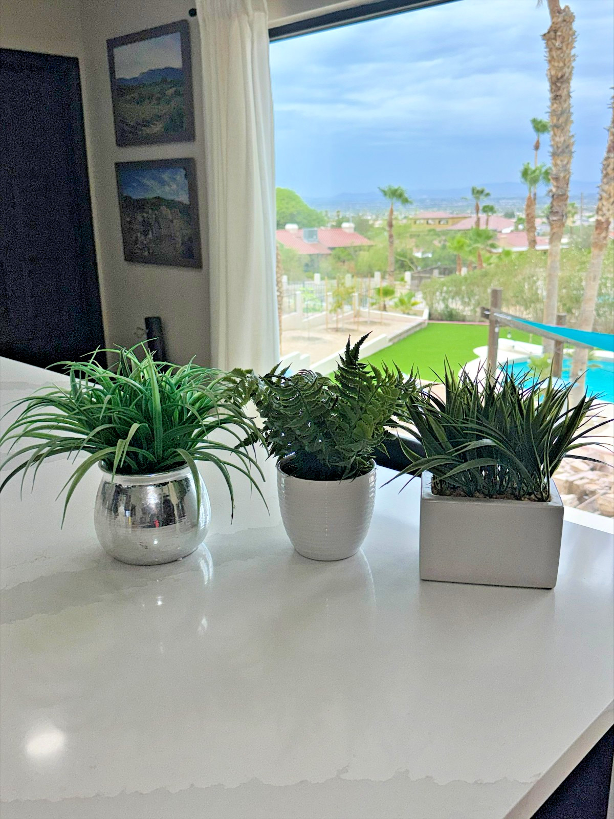 Set of 3 Artificial Faux Plants In Decorative Pots Greenery Home Decor