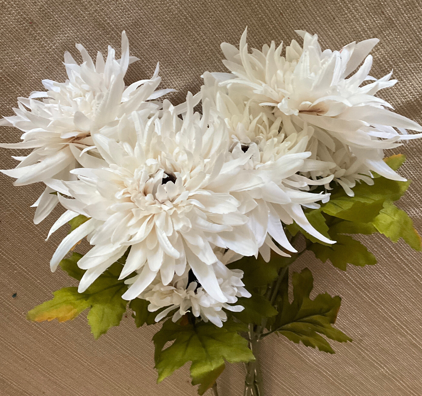 Lot 4 Mums Chrysanthemums Stems Artificial Silk Flowers Fall Bouquets 30” Cream