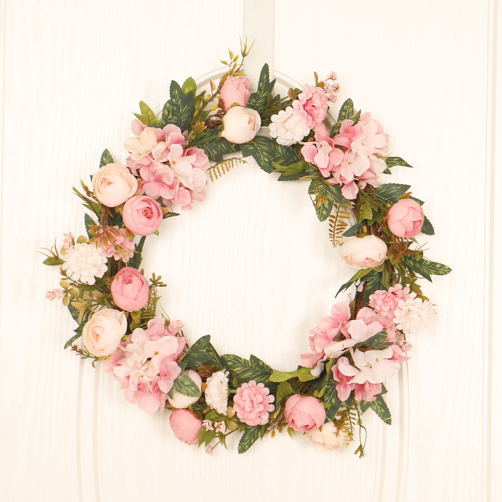 Home Decoration Door Spring Summer Garden Wreath 40cm 16″ Artificial Rose Wreath