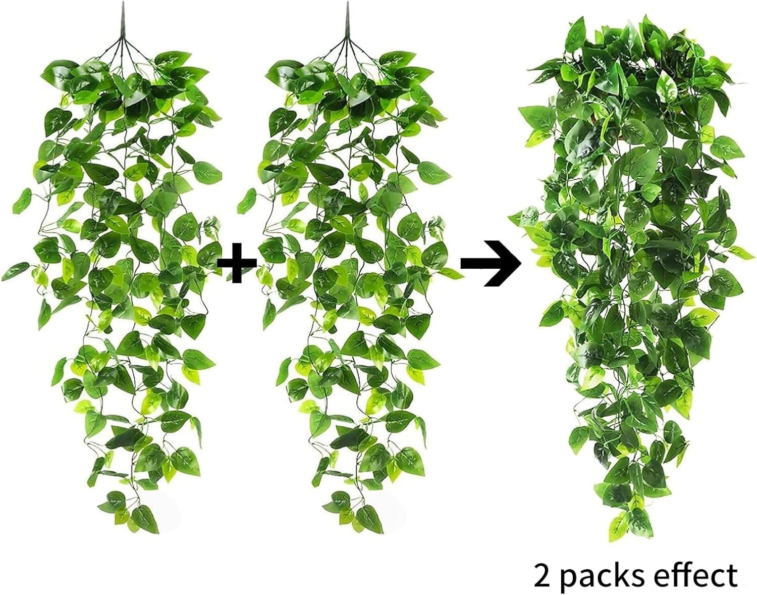 2 plantas colgantes artificiales de hiedra falsa para decoración de pared hogar