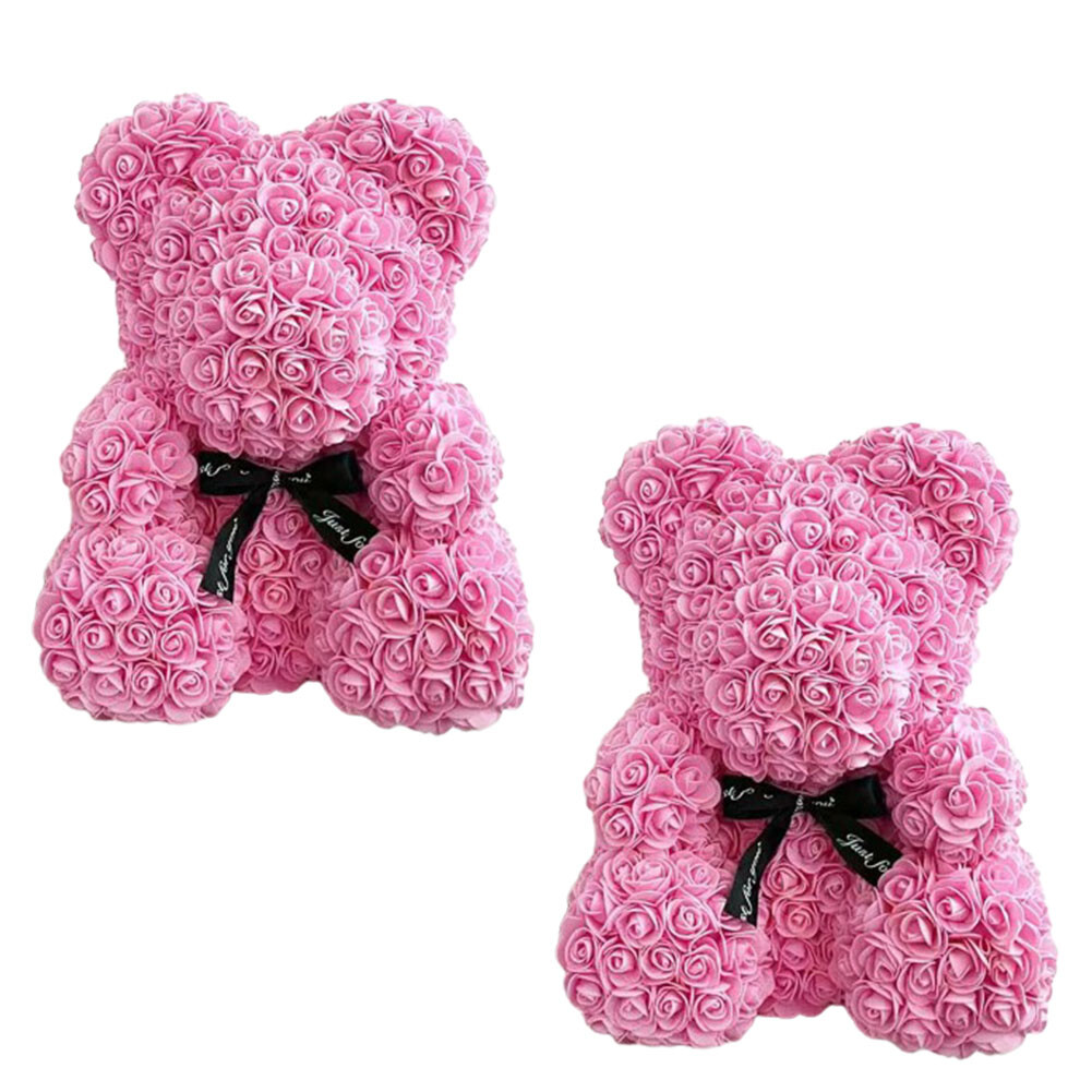 US1-2Pc 9.84Inch Flower Floral Foam Rose Teddy Bear Romantic Valentine’sDay Gift