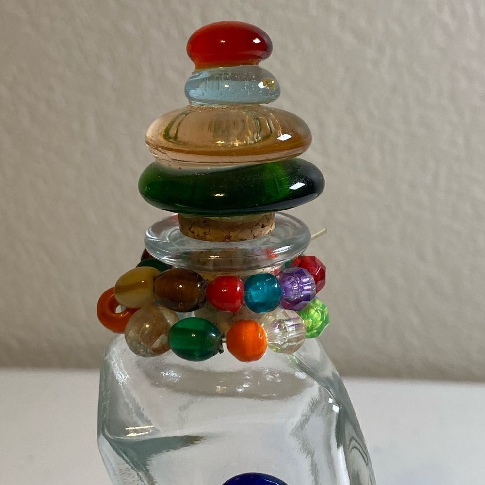 Italy 200ml Glass Jar Multi Color Stones with Removable Lid