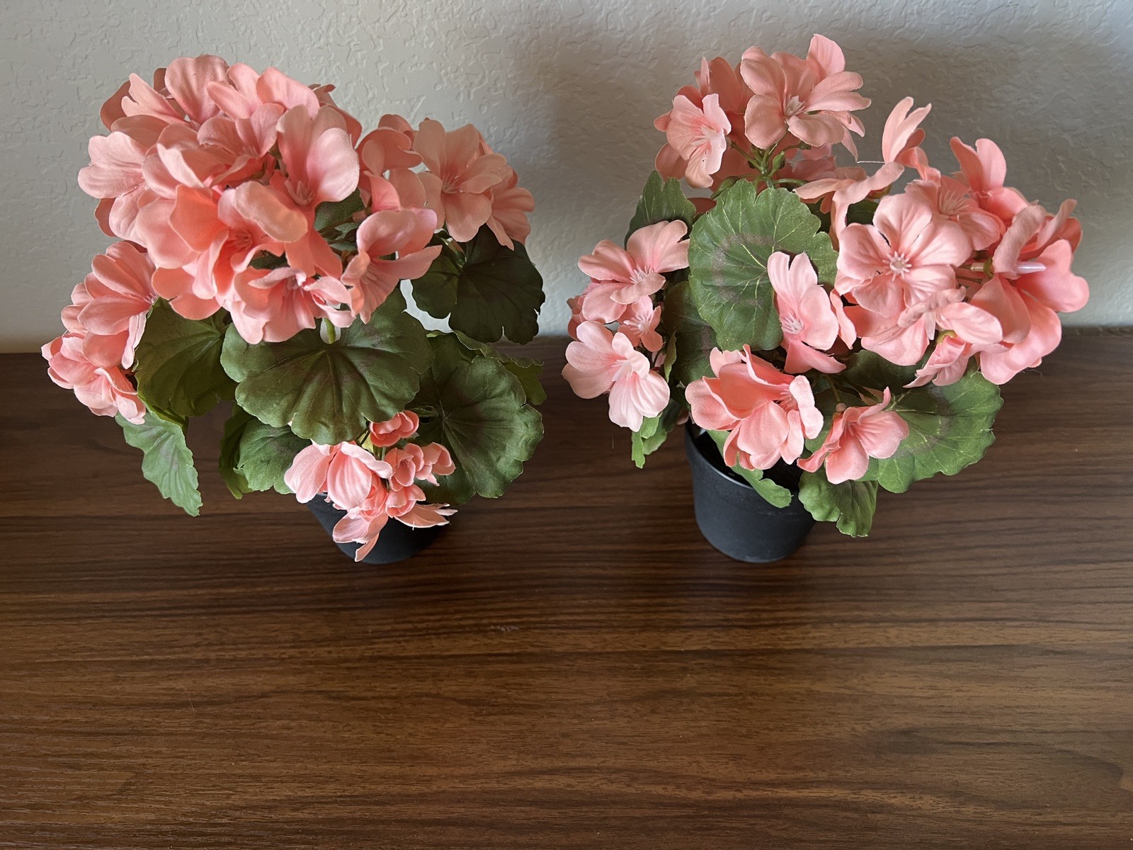 SET OF (2) 13″ GERANIUM POTTED PLANTS IN PEACH BY VALERIE PARR HILL Item H451619