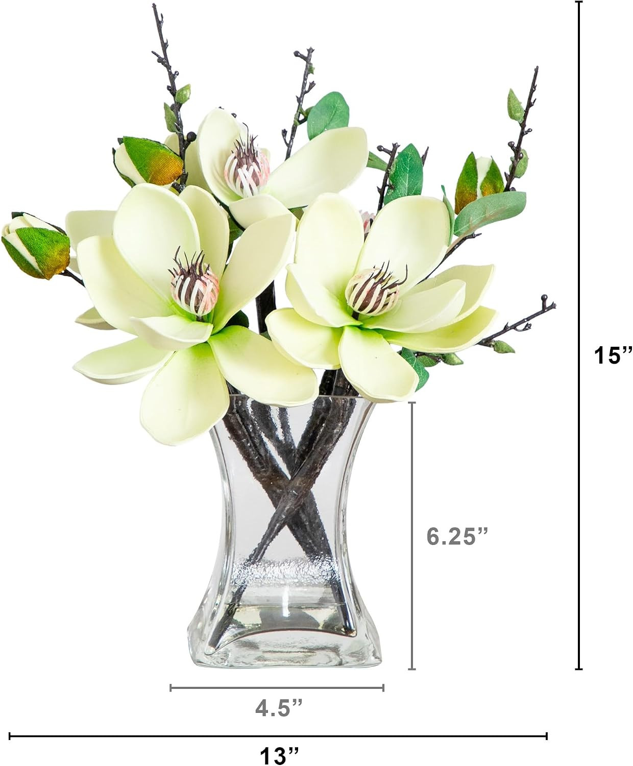 Elegant White Magnolia Arrangement with Vase – 4534-WH