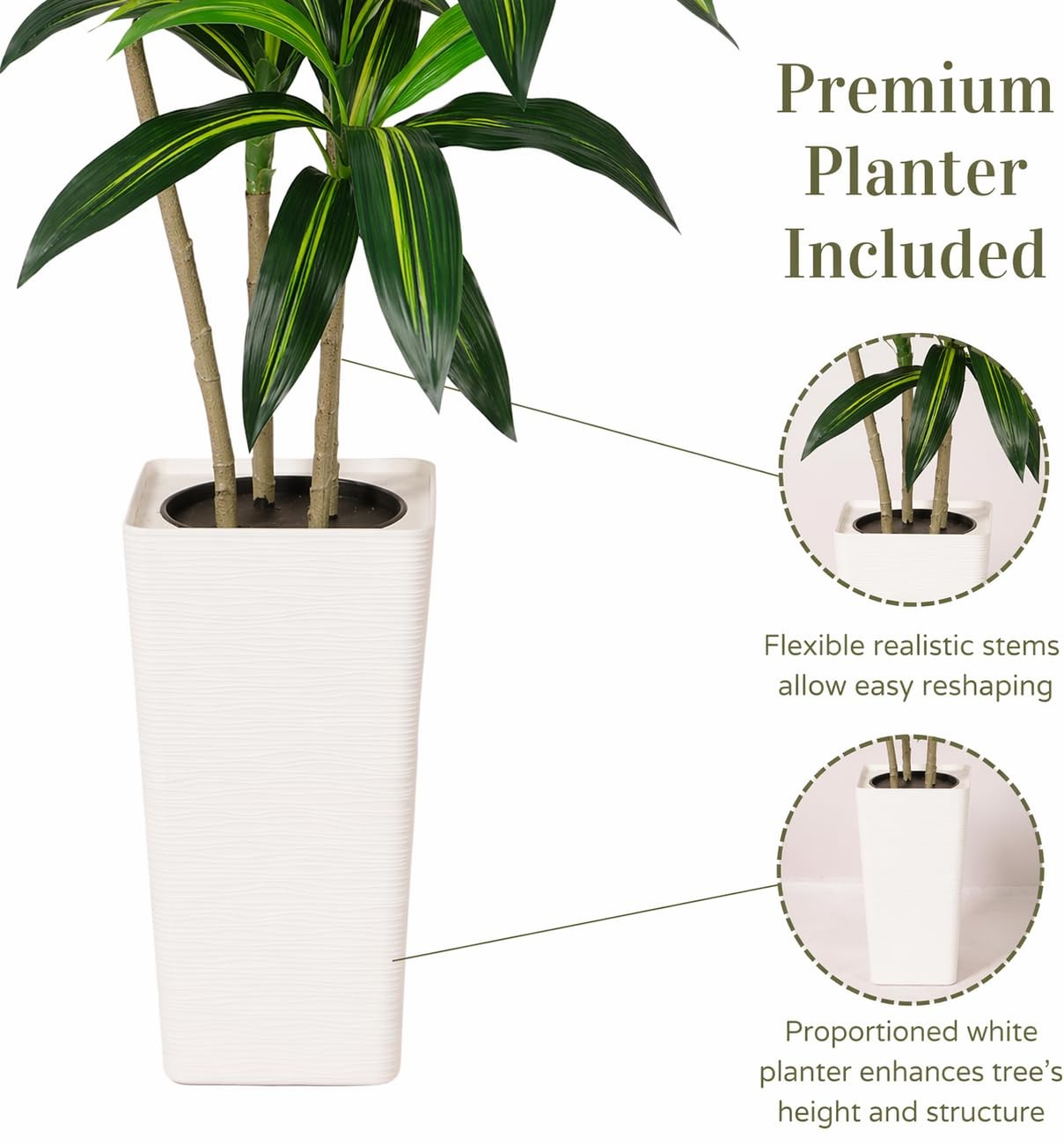 5FT Artificial Dracaena Plant Indoor – Tall Artificial Indoor Tree in Pot, Re…