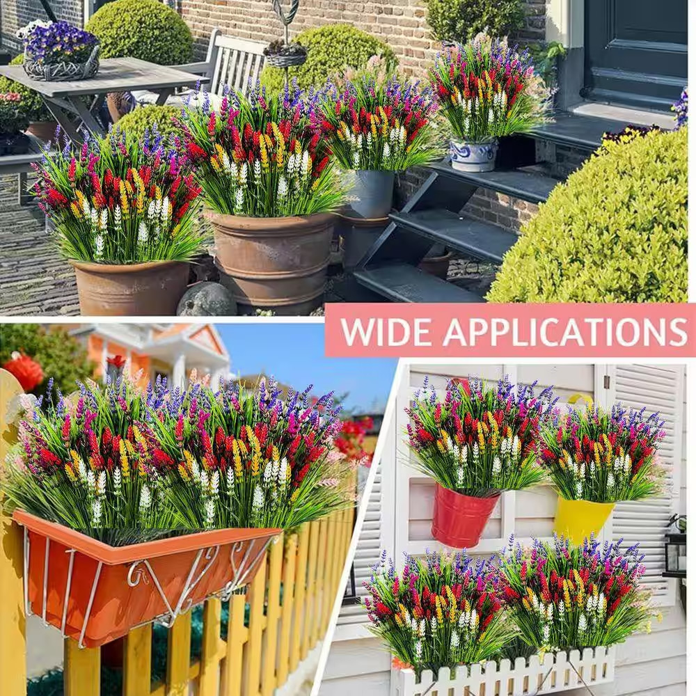 24 Bundles Faux Silk Plastic Plants for Spring Summer Decor, 14 In. Multi-Colore