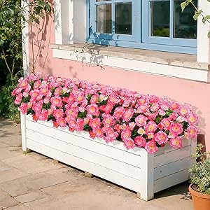 4 Bundles Artificial Camellia Flowers for Outdoors, Fuchsia | Fake silk flowers
