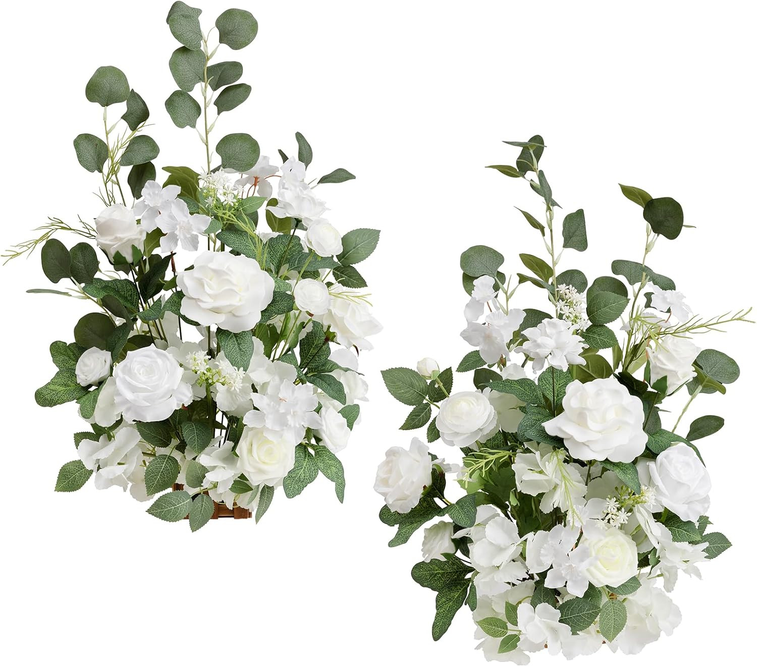 Free-Standing Wedding Aisle Runner Flowers, White Sage, 2Pcs | 17.5″ Tall Artifi