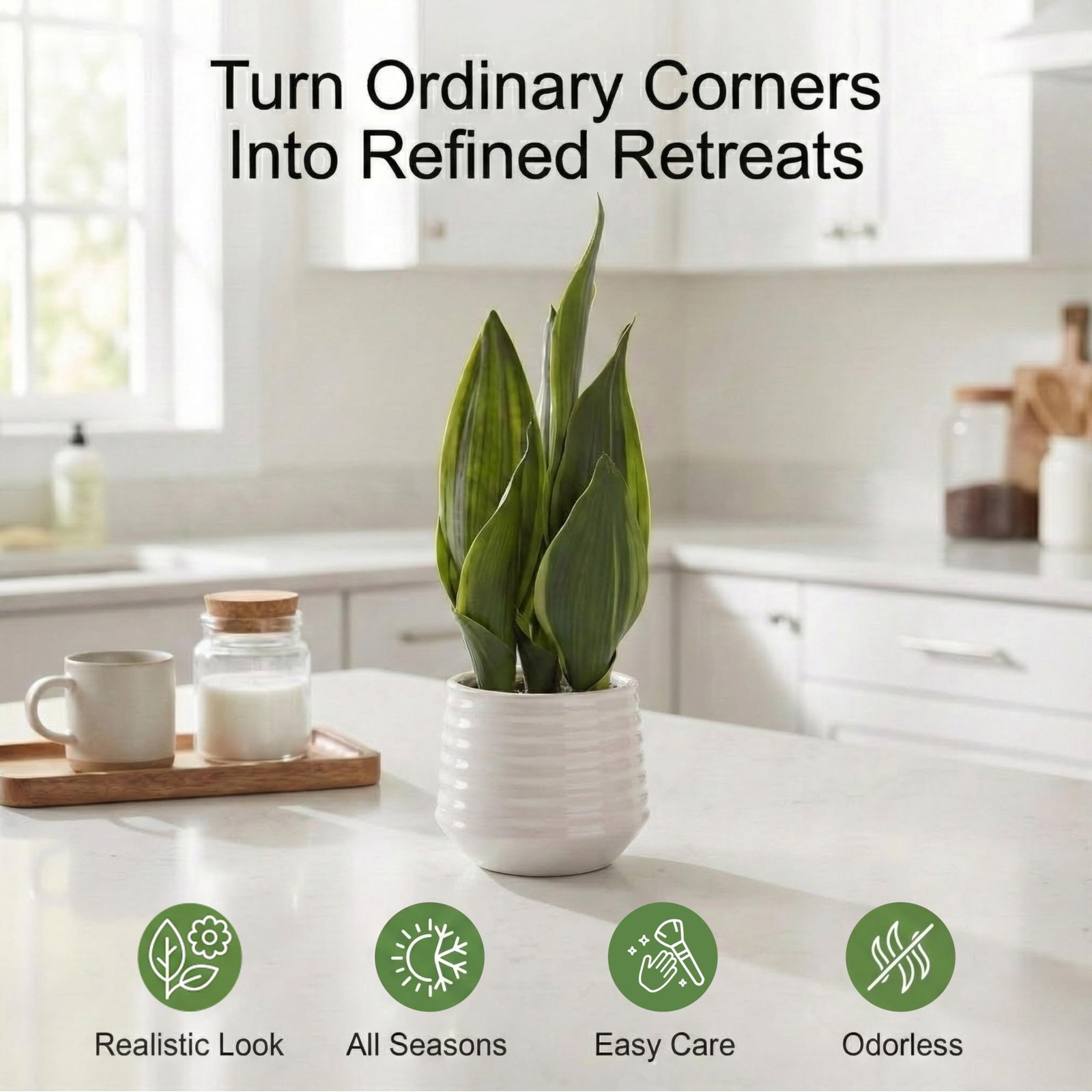CZWBE Artificial Snake Plant Potted, 15″ Faux Plant, Suitable for Home Office…
