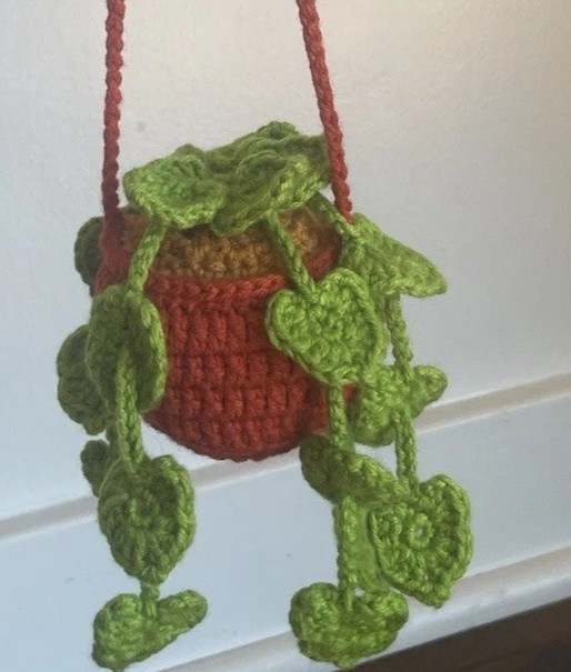 Handcrafted Cotton Crochet Hanging Plant for Car Mirror Home Decoration Window