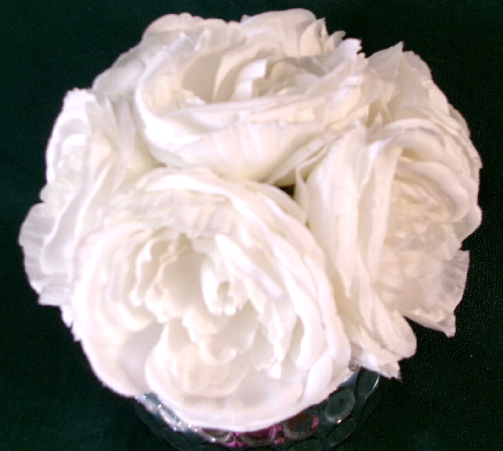 ARRANGEMENT Floral White Rose Artificial Silk Silver Vase Home Decorations