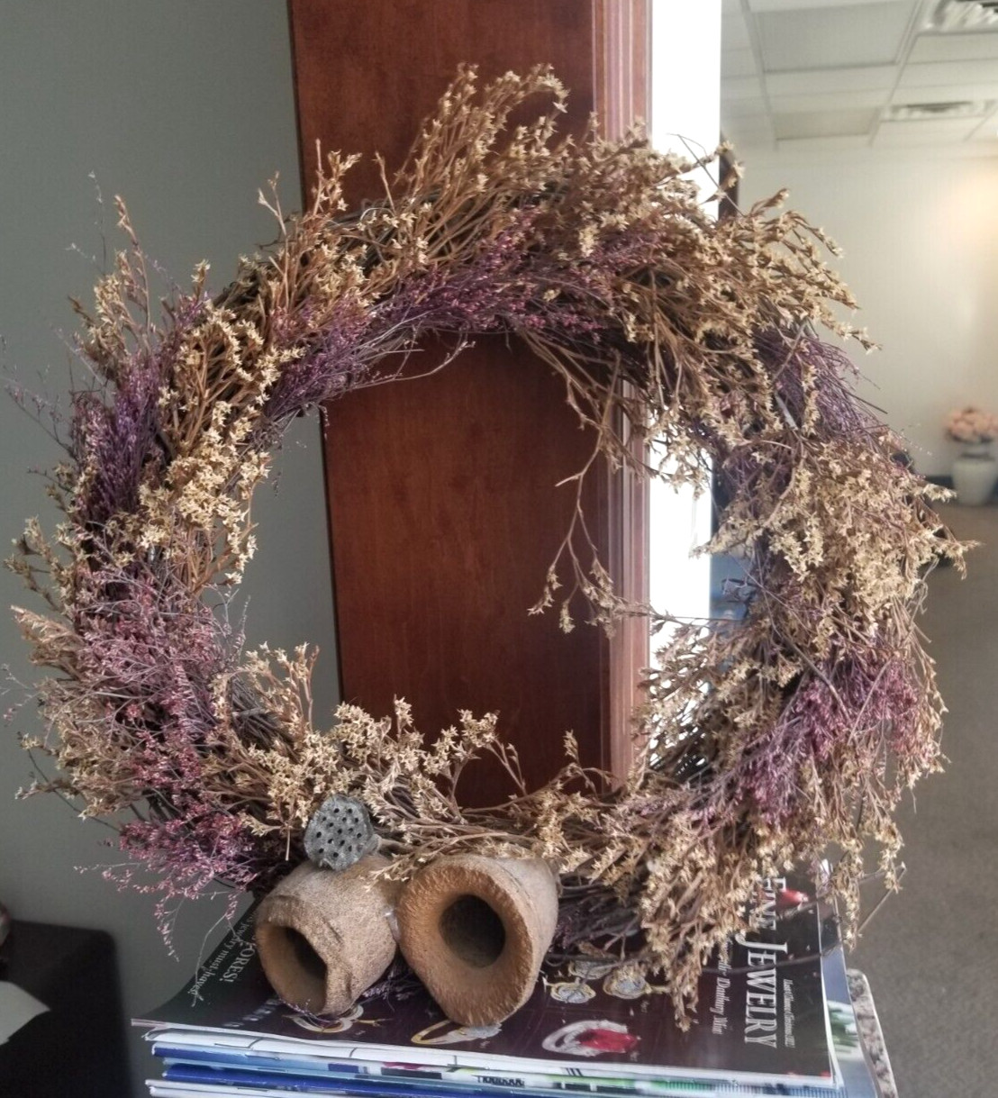 HANDMADE DOOR/WALL WREATH WITH WOOD BELLS, 14″ TALL