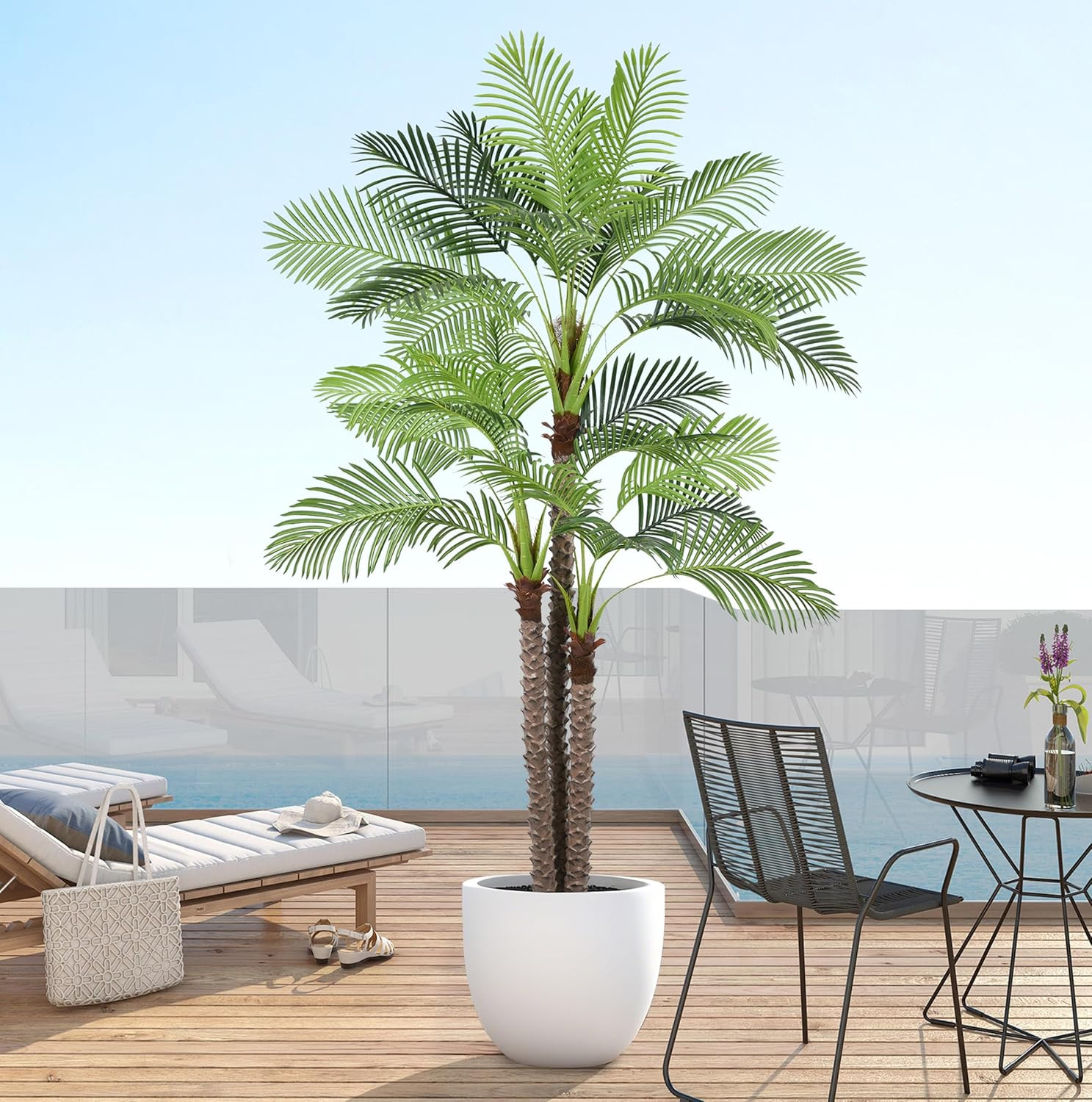 Artificial Phoenix Palm Tree 9Ft Large Faux Silk Palm Plants Tropical UV Resista
