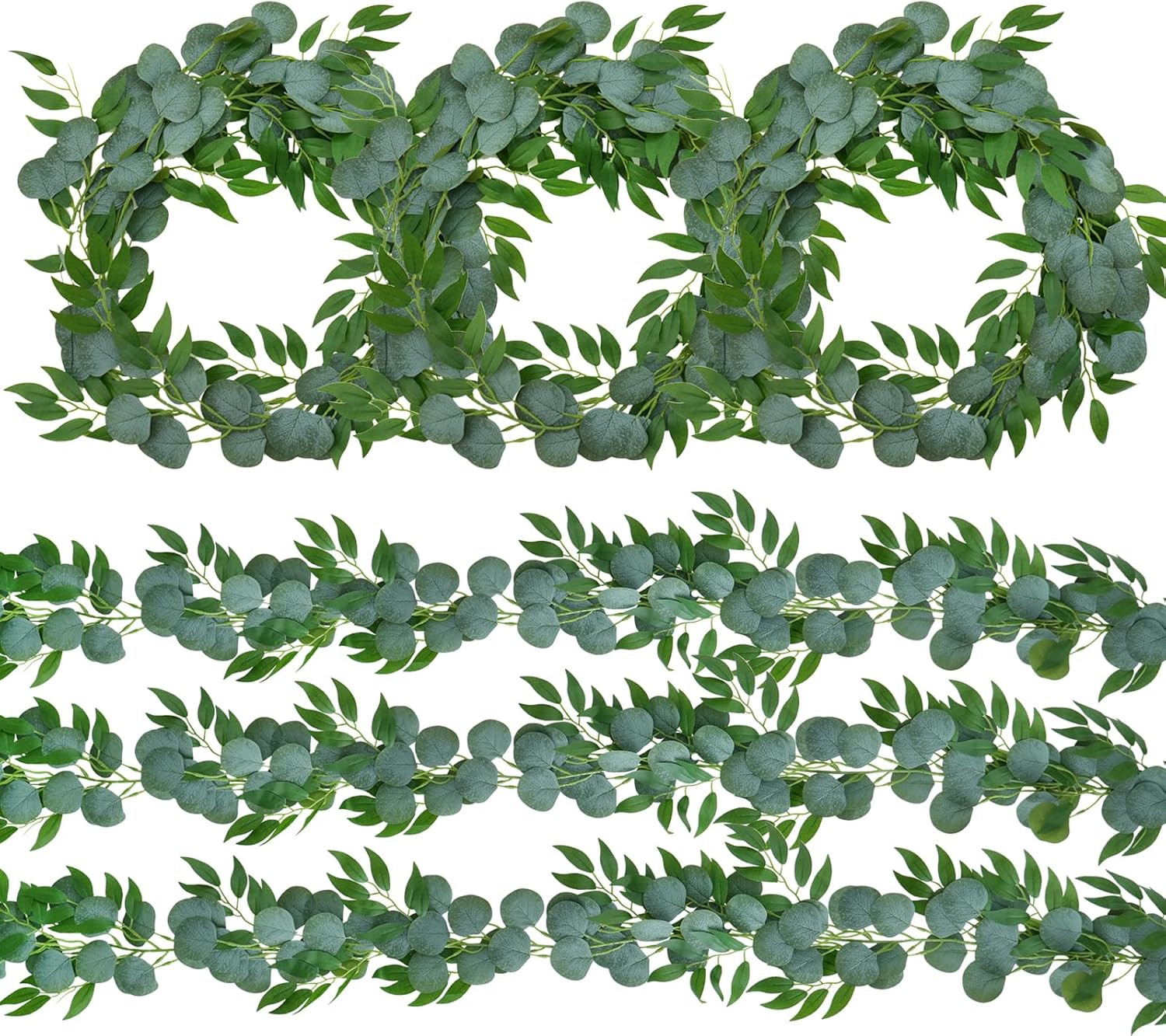 6 Pack Faux Eucalyptus Garland 6.5ft for Wedding Arch & DIY Decor