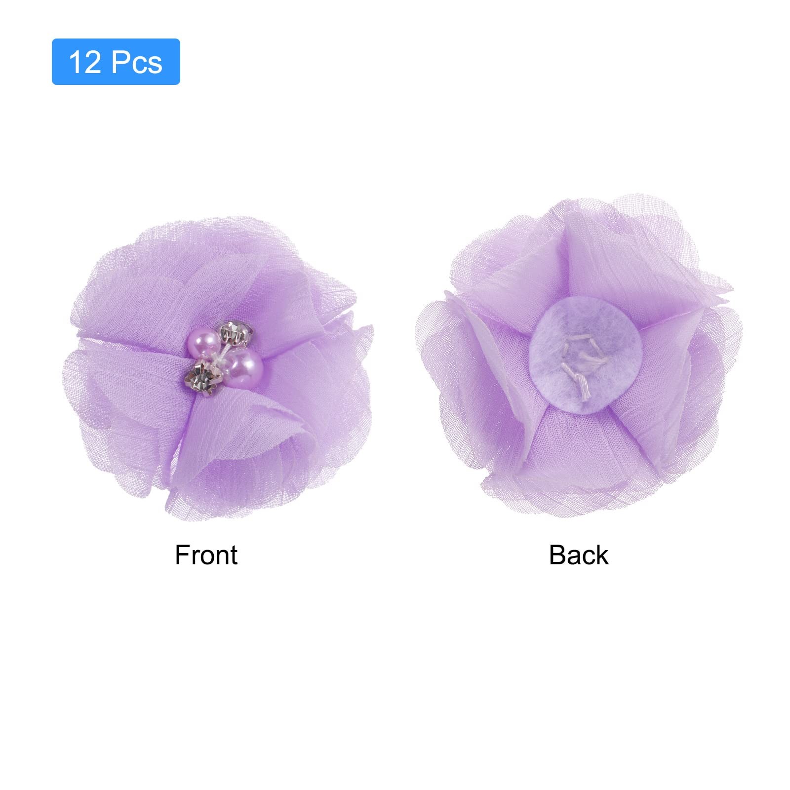 Artificial Rhinestone Chiffon Flower Heads, Light Purple Faux Flowers 2 Inch …