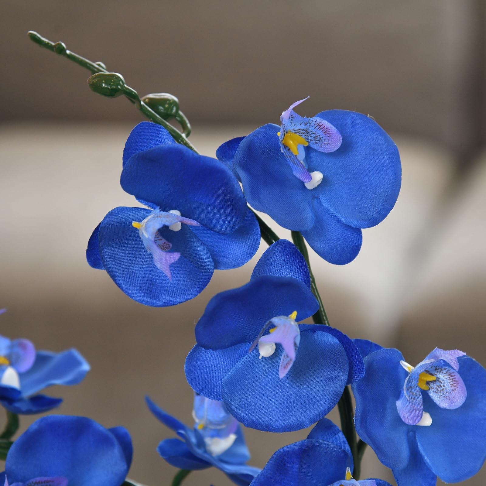 Artificial Silk Phalaenopsis Orchid Flower Plant Pot Navy Blue 15 Inch