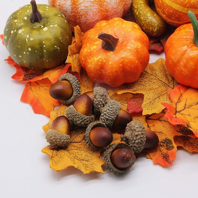 Harvest Decorations Props Artificial`Mini Pumpkin Gourd Berries Maple Leaf