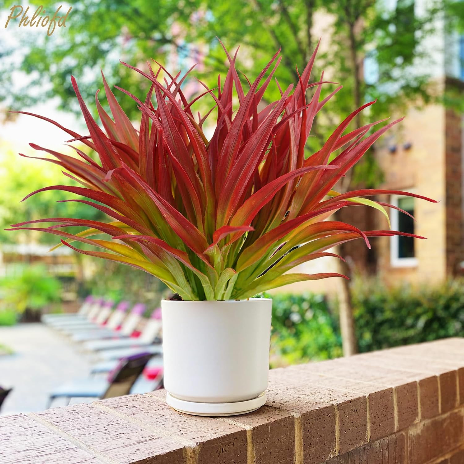 6Pcs Artificial Grass Fake Plants 17.3In Outdoor Plants UV Resistant Greenery St