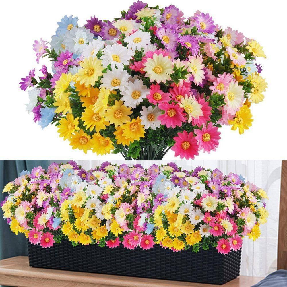 12 Bundles 14.4 In. Multi-Colored Indoor/Outdoor Artificial Daisy Flower