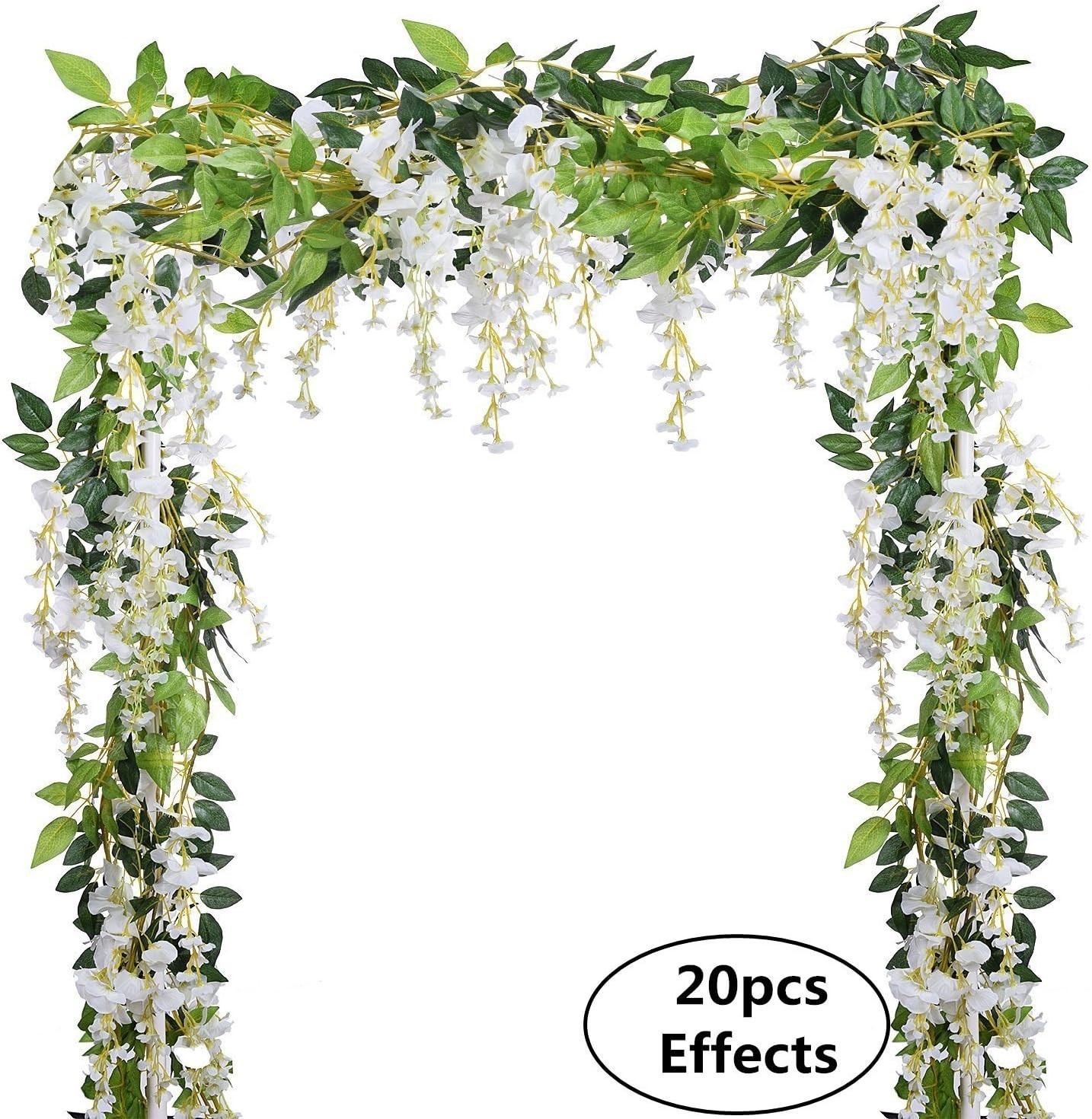 Artificial Wisteria Garland Silk Flowers 6.6Ft 4-Pack Wedding Garden Decor