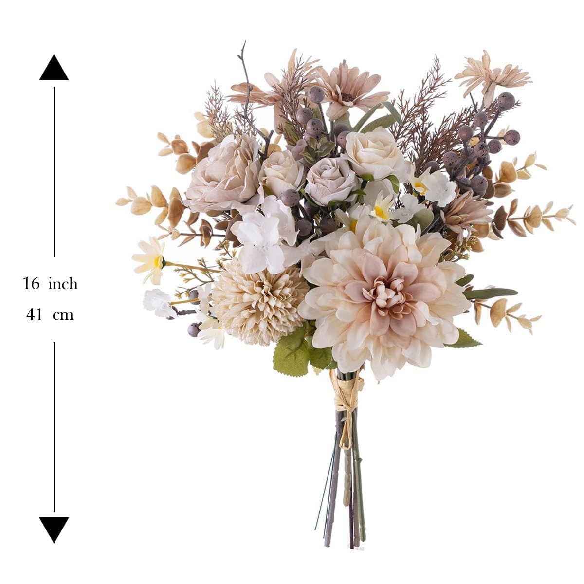 16-inch Artificial Fake Flowers Silk Table Arrangements Faux Plastic Floral C…