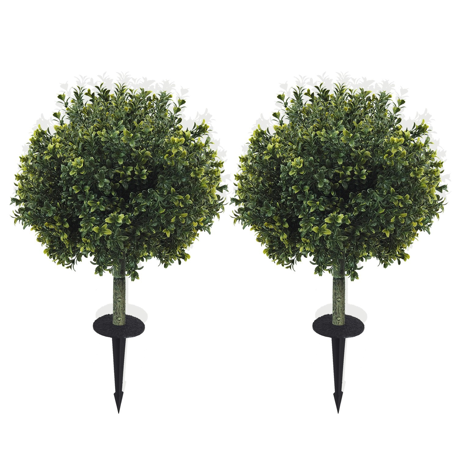 40cm Fake Boxwood Ball Topiary 2Pcs Ground Stake for Indoor and Outdoor Greenery