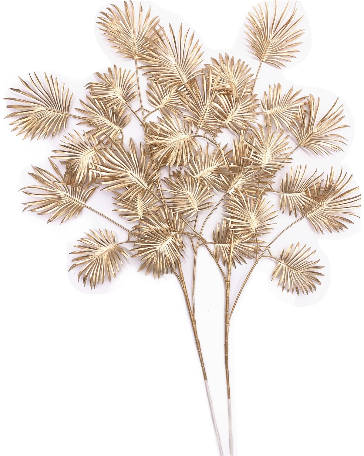 2 Pack Christmas Decor Artificial Gold Plants 30 Inch Faux Palm Leaves Vase