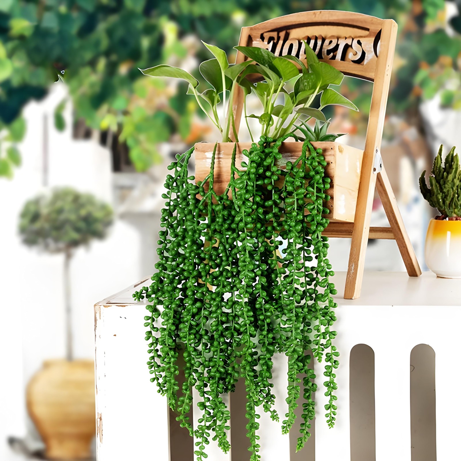 6pcs Fake Hanging Succulents Plants,String of Pearls Plant Artificial Greener…