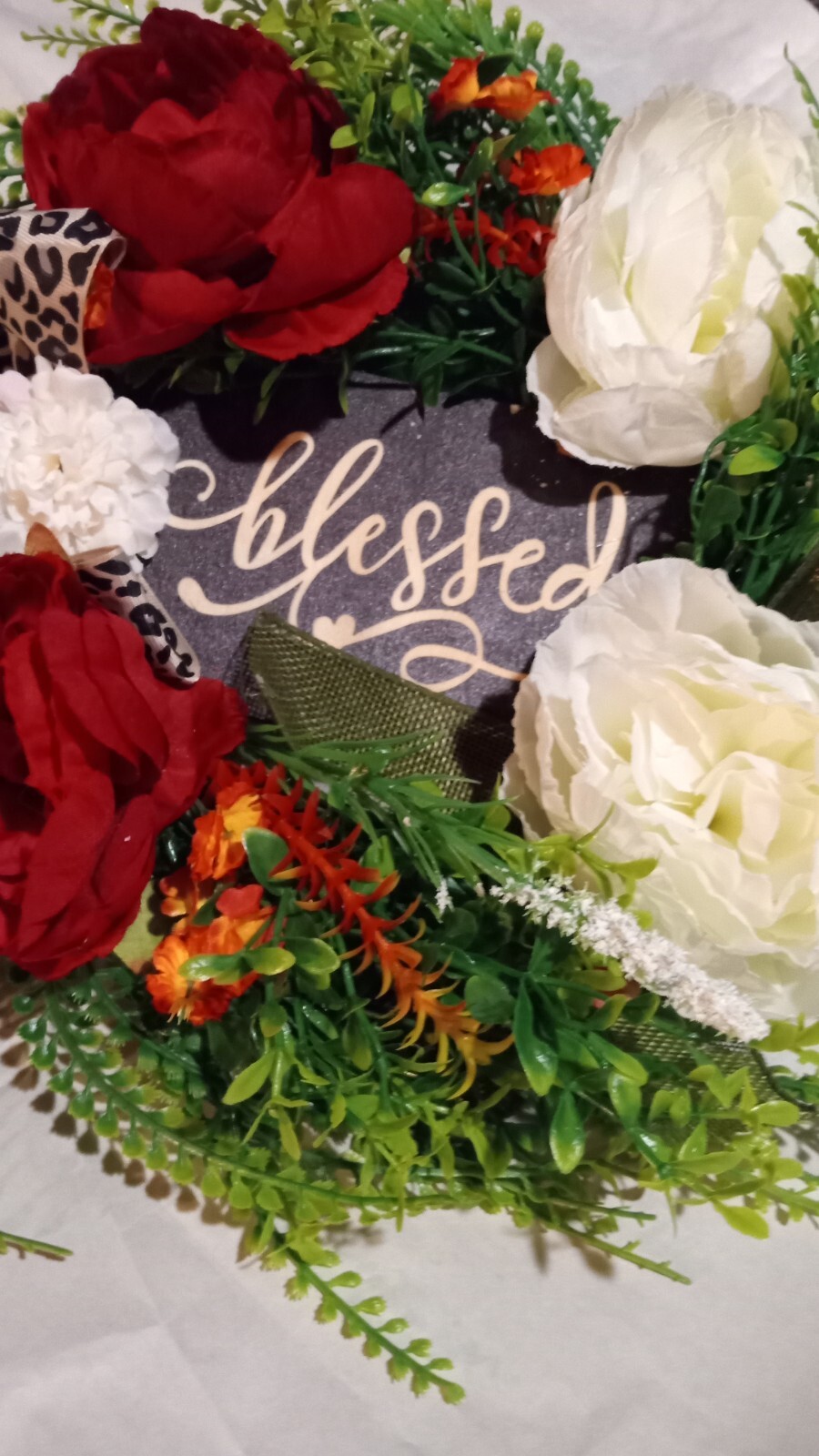 Blessed Wreath Year Round Wreath Cheetah-Wreath Everyday Wreath Font Door Wreath
