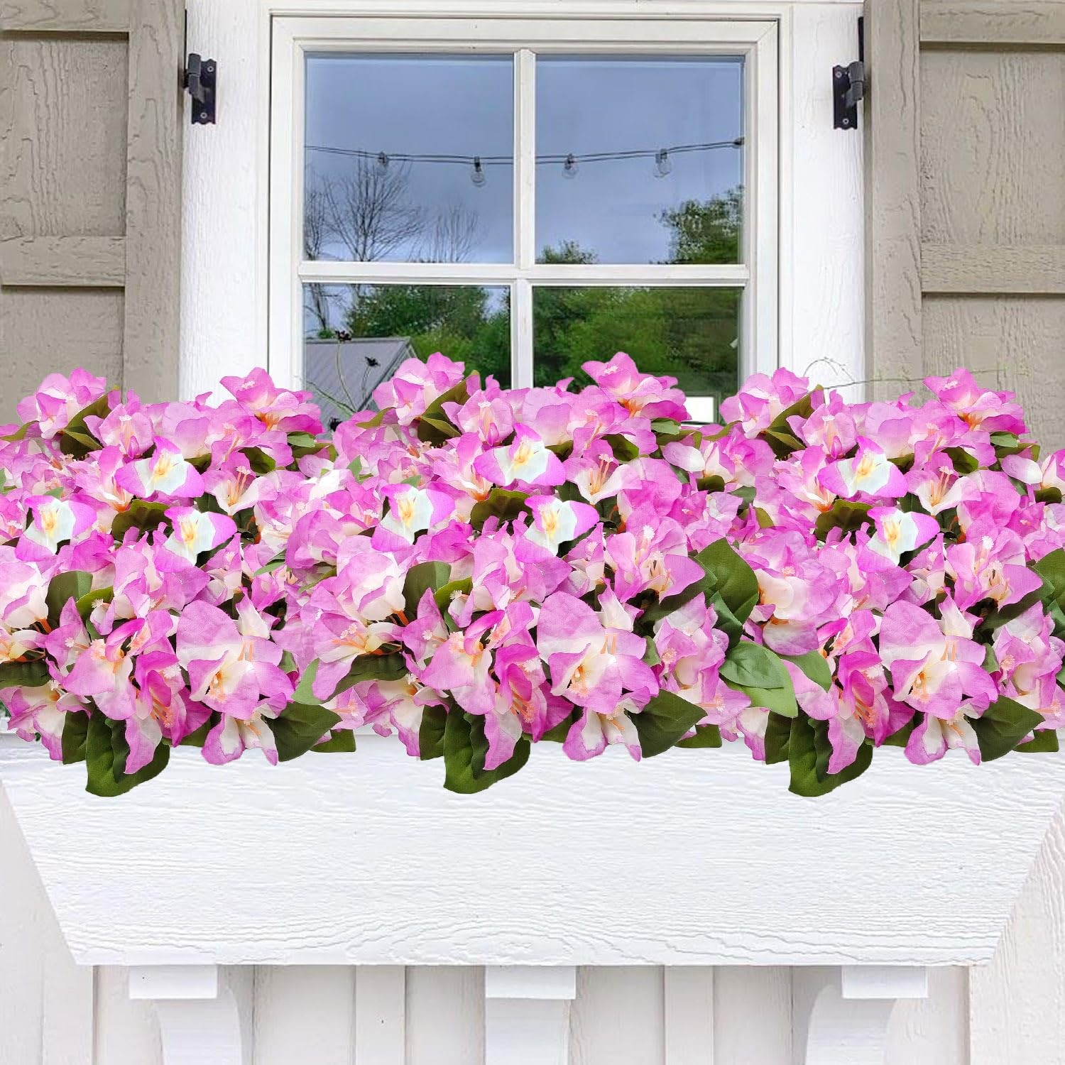 8 Bundles Artificial Flowers for Outdoors UV Resistant Fake Bougainvillea Sil…