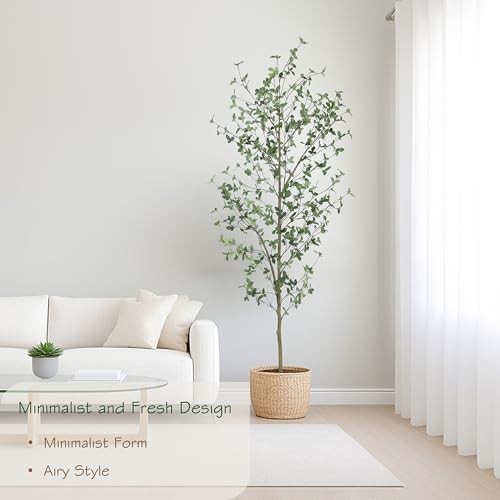 7ft Artificial Quince Leaf Tree with Realistic Trunks, 7ft Quince Leaf Tree