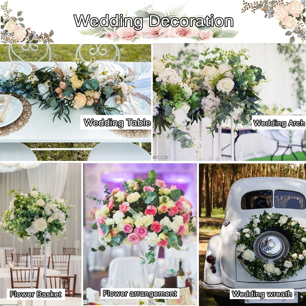 240 Pcs Mixed Eucalyptus Leaves Picks for Wedding Floral Arrangements Decor