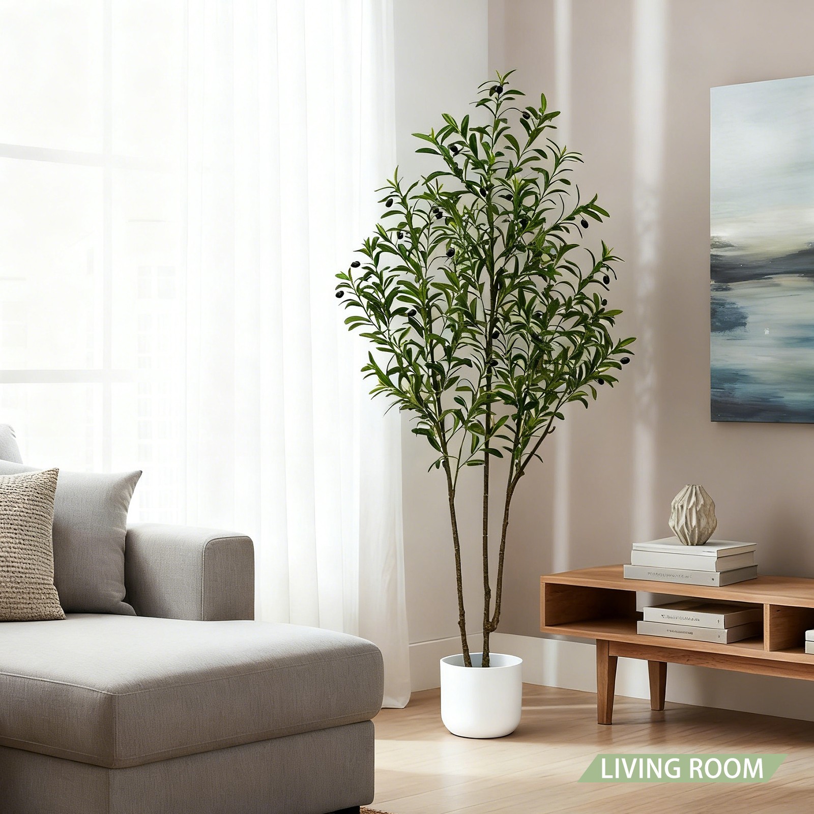 6ft Potted Artificial Olive Tree Faux Silk Plant for Home Office & Bedroom Decor