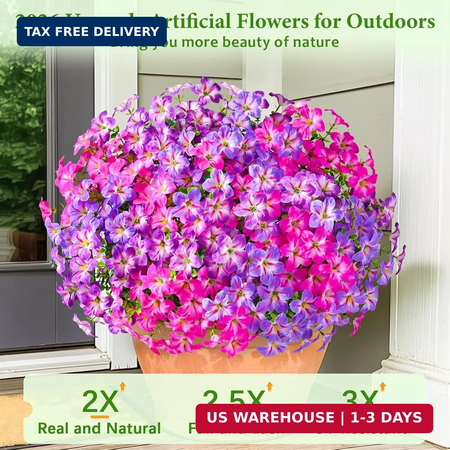 MARTINE MALL 12 Bundles Look Real Artificial Flowers for Outdoors, Realistic Fak