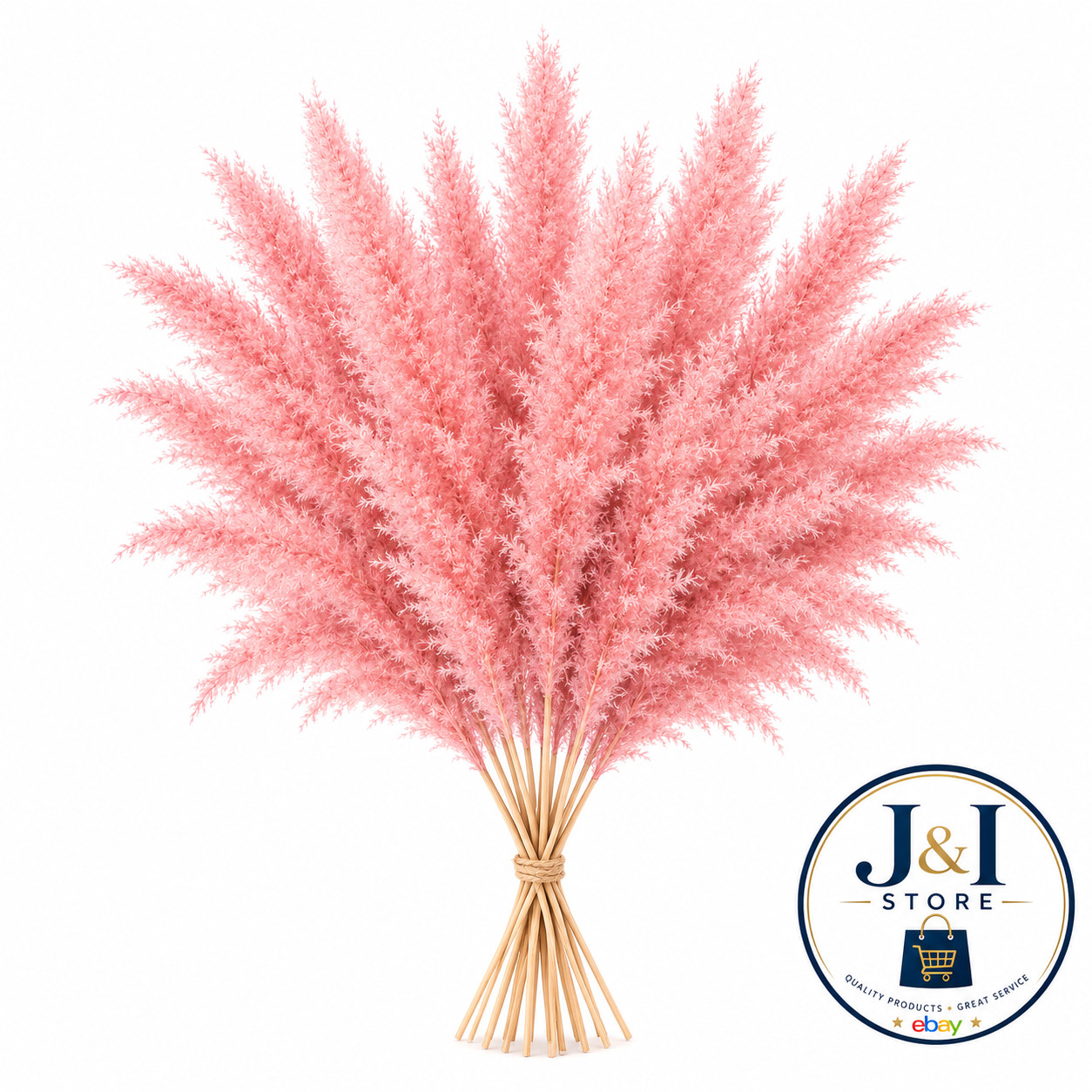 4 Pack Pink Pampas Grass 15 Stems 21″ Dried Floral Bouquet Boho Wedding Home Vas