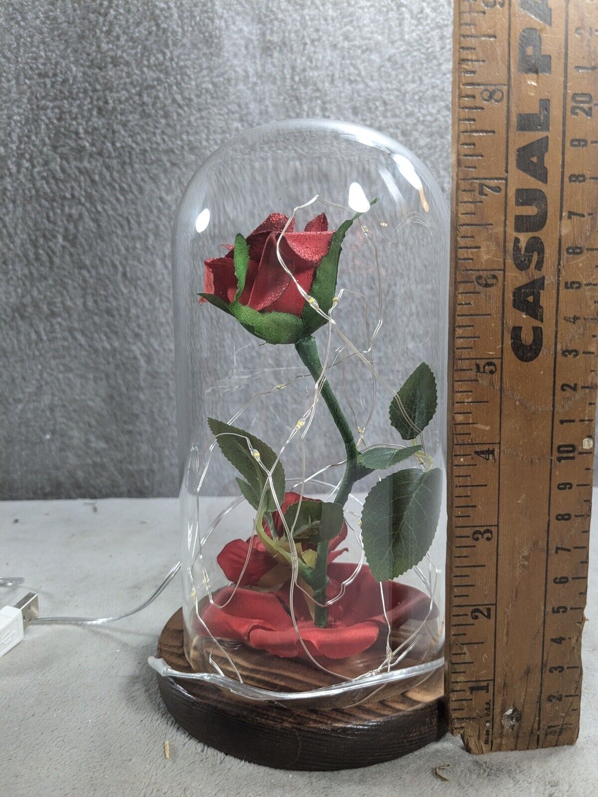 Forever Rose Flower in Dome Glass Fairy LED Light Valentine’s Day Birthday Gift