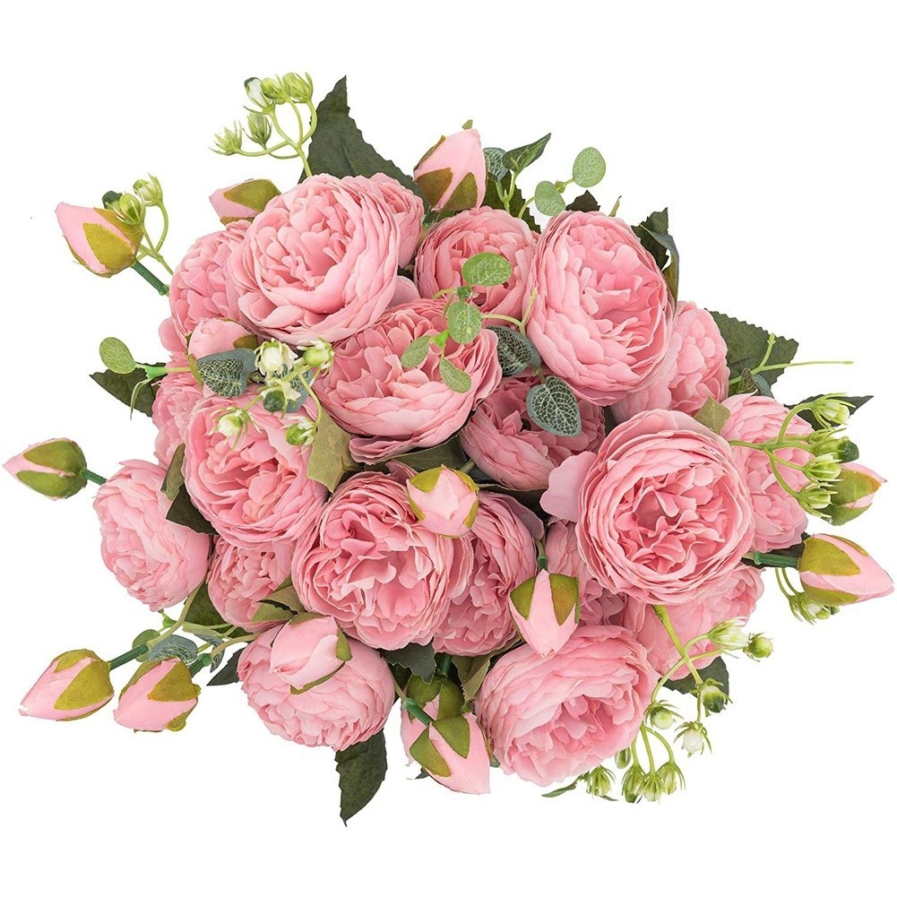 5 Head Persian Peony Silk Flowers Wedding Home Decor Fake Roses Bouquet