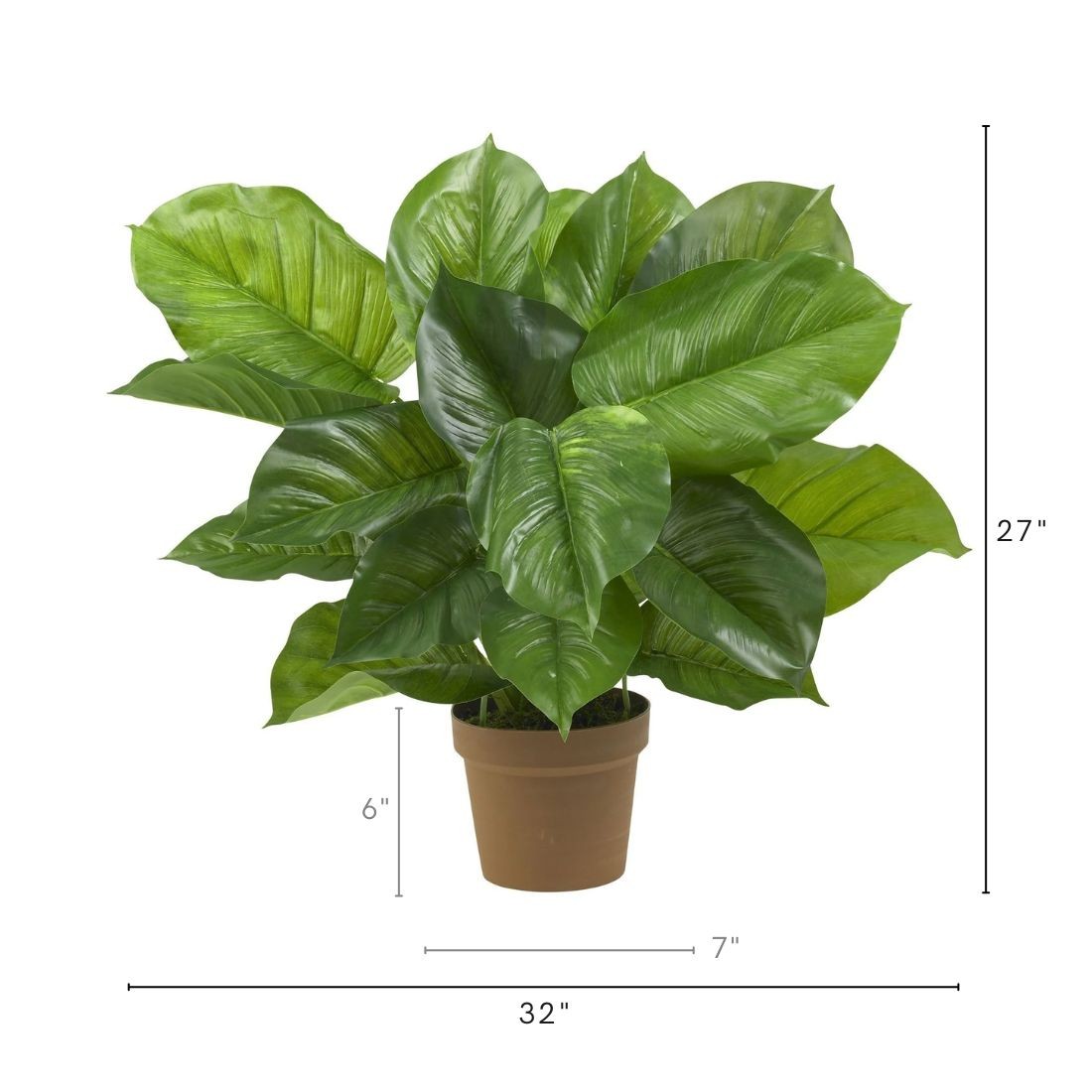27″ Large Leaf Philodendron Silk Plant (Real Touch)